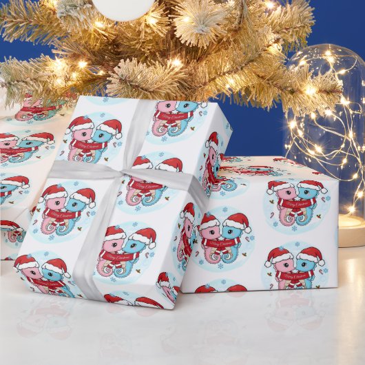 Cute Zeepaarden Kerst Inpakpapier (Feestdagen)