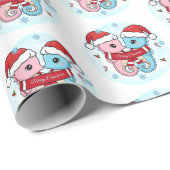 Cute Zeepaarden Kerst Inpakpapier (Rol Hoek)