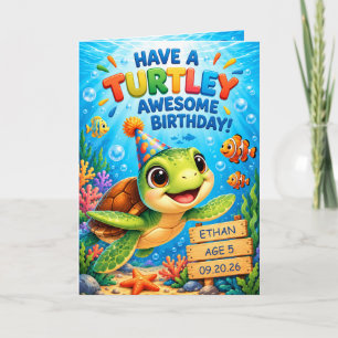 Cute Zeeschildpad Kinderen Verjaardag - Turley Awe Kaart