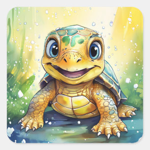 Cute Zeeschildpad Vierkante Sticker