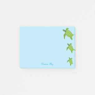 Cute Zeeschildpadden & Calligrafie op Lichtblauw Post-it® Notes