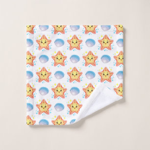 🐚 Cute Zeesterren Schelpen Oceaan Zomer Sfeer Washandje