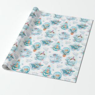 Cute Zeezoogdieren Waterverf Patroon Cadeaupapier
