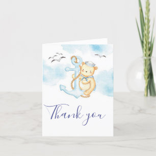 Cute zeilboot beer babyshower bedankkaart