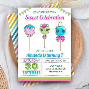 Cute Zoete Lollypop Candy Land Verjaardagsfeestje Kaart