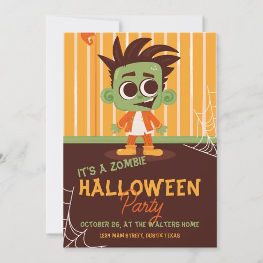 Cute Zombie Halloween fête Invitation (Devant)