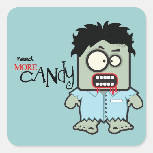 Cute Zombie Halloween Vierkante Sticker (Voorkant)