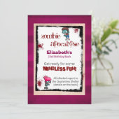 Cute Zombie thème Anniversaire Invitation de fête (Debout devant)