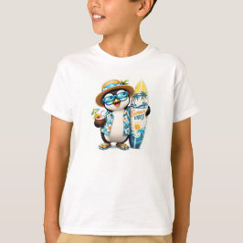 Cute Zomer Pinguïn Surfen Vibes Kinderen T-Shirt