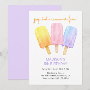 Cute Zomer Popsicle Kinderen Verjaardagsfeestje Kaart