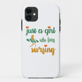 Cute zomers citaat Gewoon een meisje dat van surfe iPhone 11 Hoesje