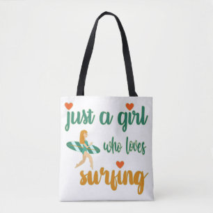 Cute zomers citaat Gewoon een meisje dat van surfe Draagtas