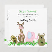 Cute Zoo Animal Baby shower Invitation (Devant / Derrière)