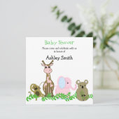 Cute Zoo Animal Baby shower Invitation (Debout devant)
