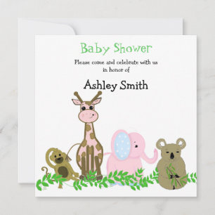 Cute Zoo Dieren Baby Shower Uitnodiging