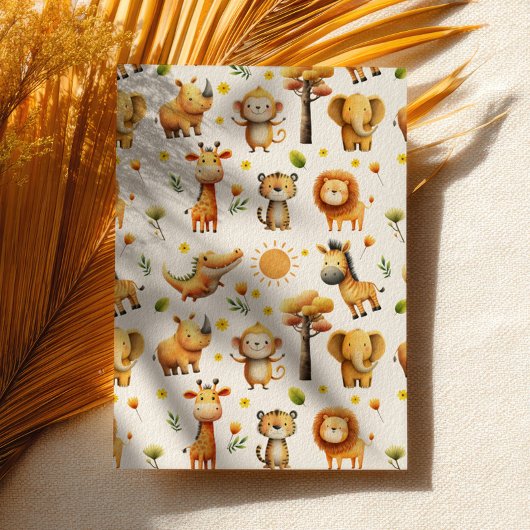 Cute ZOO Safari Animals WILD ONE 1st Birthday Kaart