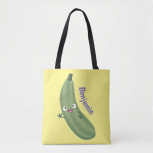 Cute zucchini happy cartoon illustratie draagtas