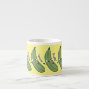 Cute zucchini happy cartoon illustratie espresso kop