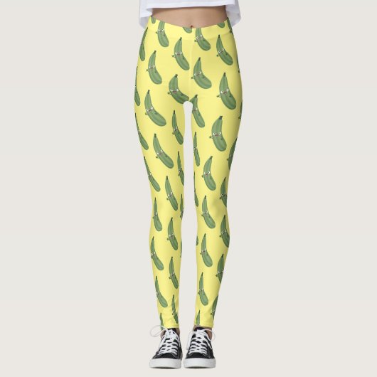 Cute zucchini happy cartoon illustratie leggings (Voorkant)