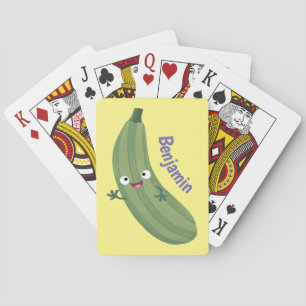 Cute zucchini happy cartoon illustratie pokerkaarten