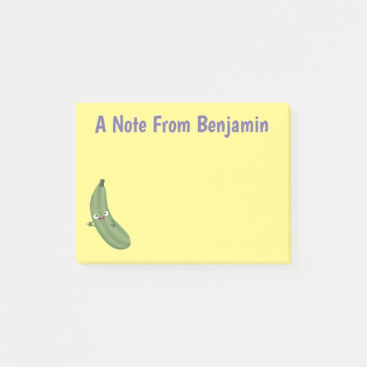 Cute zucchini happy cartoon illustratie post-it® notes (Voorkant)