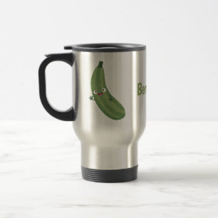 Cute zucchini happy cartoon illustratie reisbeker