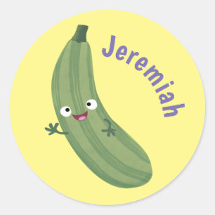 Cute zucchini happy cartoon illustratie ronde sticker