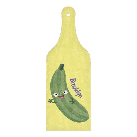 Cute zucchini happy cartoon illustratie snijplank (Voorkant)