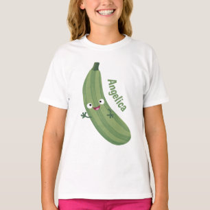 Cute zucchini happy cartoon illustratie t-shirt