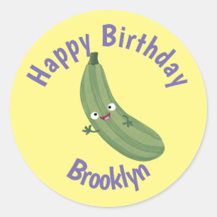 Cute zucchini Happy cartoon, klassiek Ronde Sticker