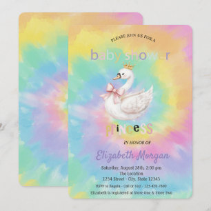 Cute Zwanen Kroon Tie Dye Baby Shower Kaart