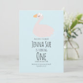 Cute Zwanenmeisjes Roze Verjaardagsfeest Uitnodigi Kaart (Staand voorkant)