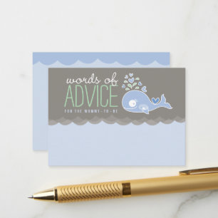 Cute Zwangere Blauwe Walvis Baby Shower Spelletje Advieskaart
