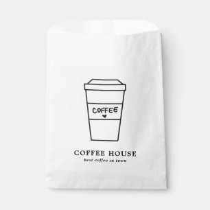 Cute Zwart-Wit Koffiekopje Koffiezaak Bedankzakje