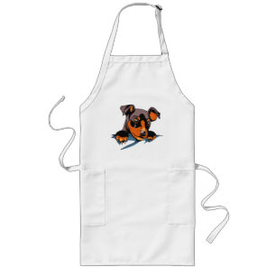 Cute Zwarte Dachshund Puppy Ontwerp Lang Schort