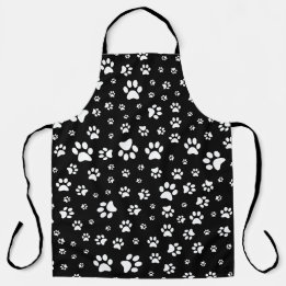 Cute Zwarte en Witte Pootafdruk Schort