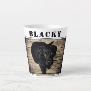 Cute Zwarte Hond Foto en Naam Latte Mok
