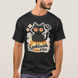 Cute Zwarte Kat Halloween Pompoen Oversized T-shir T-shirt