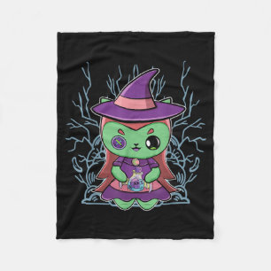 Cute Zwarte Kat Heksenhoed En Magische Drank Voor Fleece Deken
