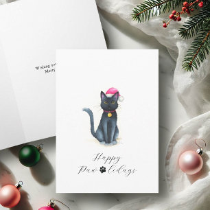 Cute Zwarte Kat Kerstkaarten Feestdagen Kaart