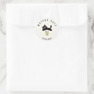 Cute Zwarte Kat Matcha Sticker Matcha Caty