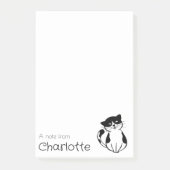 Cute zwarte witte cartoon kat naam post-it® notes (Voorkant)