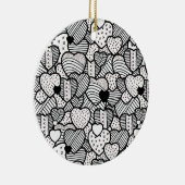 Cute zwarte witte hart patronen keramisch ornament (Rechts)