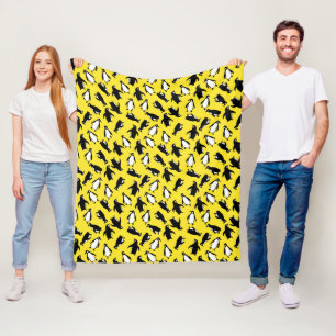 Cute zwarte witte pinguïn patroon gele achtergrond fleece deken