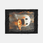 Cute Zza Ghost Eating Zza Funny Halloween Food Lov Fleece Deken (Voorkant (Horizontaal))