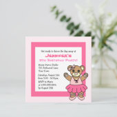 CuteBallet Teddy Bear Theme Party Kaart (Staand voorkant)