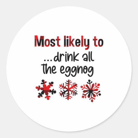 Cutecomfy Most Likely To Drink All The Eggnog Chri Ronde Sticker (Voorkant)