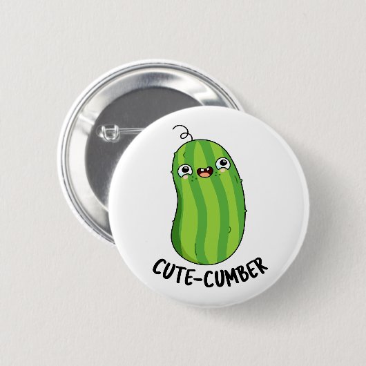 Cutecumber Funny Cucumber Pun Ronde Button 5,7 Cm (Voorkant /achterkant)