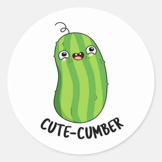 Cutecumber Funny Cucumber Pun Ronde Sticker (Voorkant)