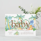 CuteDinosaur Genre Baby shower neutre Invitation (Debout devant)